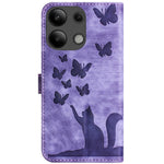 Xiaomi Redmi Note 13 4G-skal PU-lädermobilskydd fjärilskattmönster