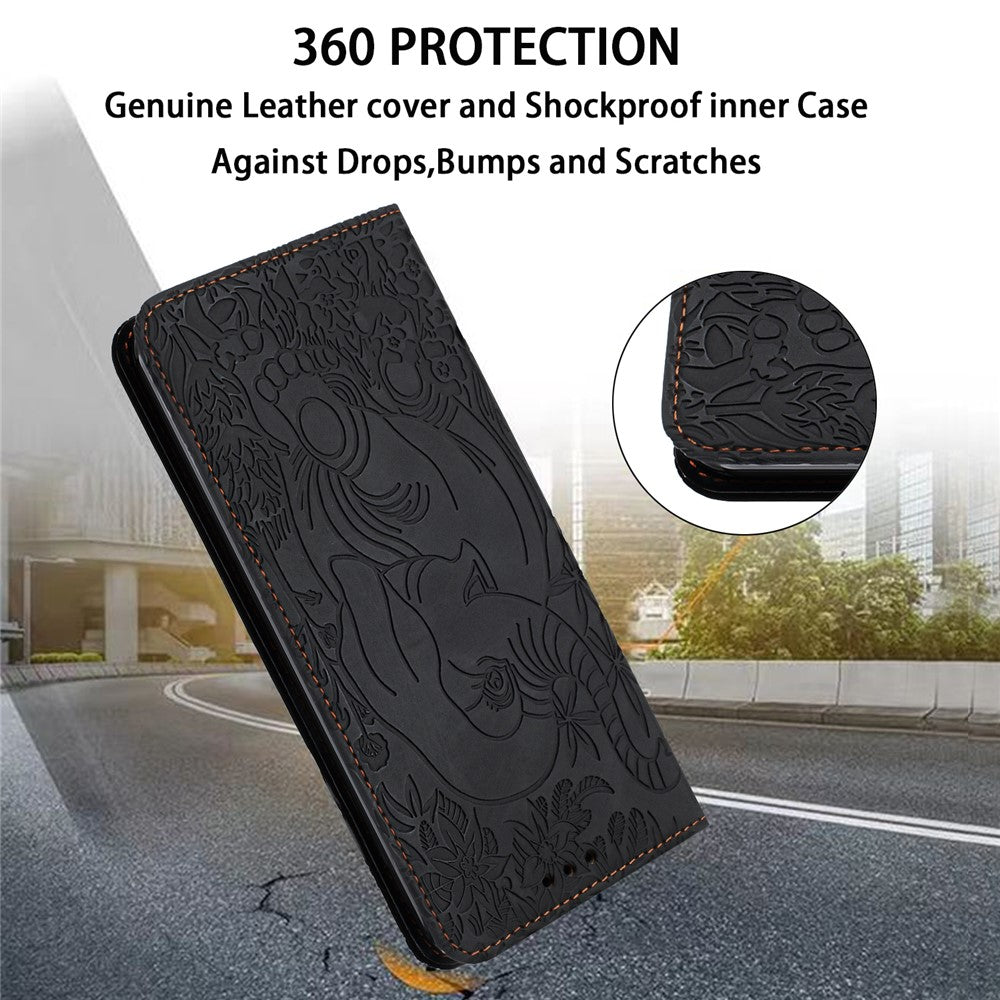 For Xiaomi Redmi Note 13 4G Case Elephant Pattern Leather Phone Cover Magnetic Absorption