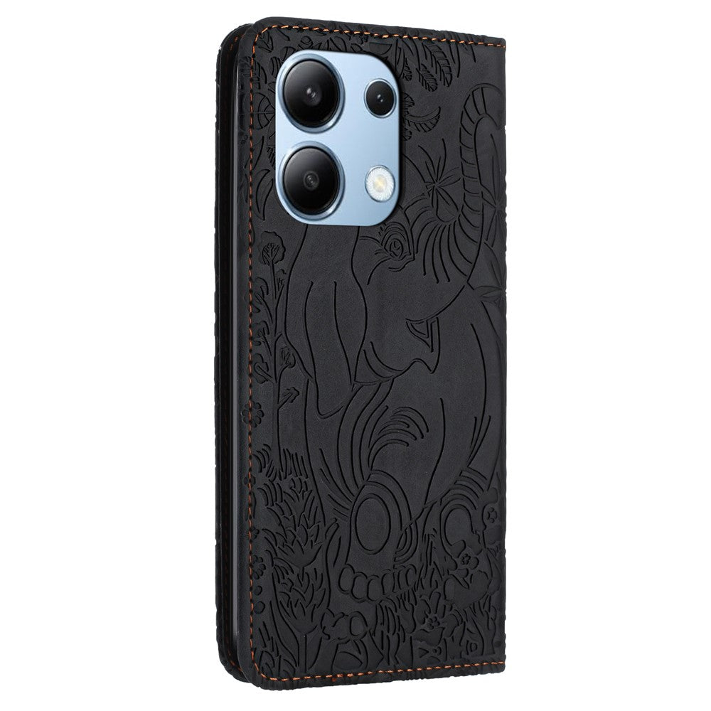 For Xiaomi Redmi Note 13 4G Case Elephant Pattern Leather Phone Cover Magnetic Absorption