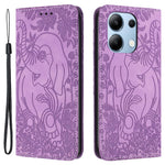 For Xiaomi Redmi Note 13 4G Case Elephant Pattern Leather Phone Cover Magnetic Absorption