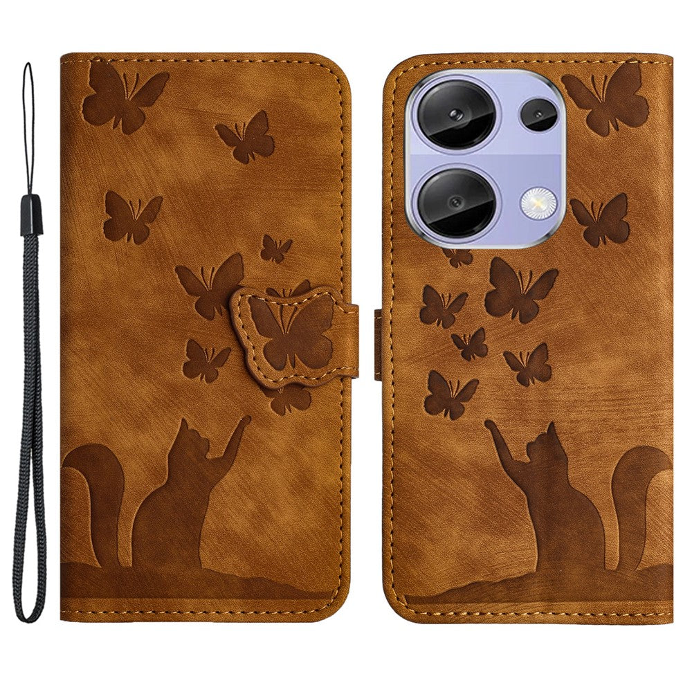 For Xiaomi Redmi Note 13 Pro 4G / Poco M6 Pro 4G Wallet Phone Case Butterfly Cat Imprint Leather Cover