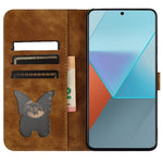 For Xiaomi Redmi Note 13 5G Wallet Case Butterfly Cat Imprint Leather Phone Cover