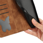 For Xiaomi Redmi Note 13 5G Wallet Case Butterfly Cat Imprint Leather Phone Cover