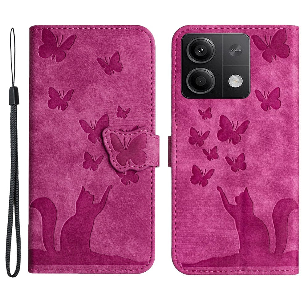 Xiaomi Redmi Note 13 5G Plånboksfodral Fjärilskatt Avtryck Lädermobilfodral