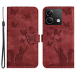 For Xiaomi Redmi Note 13 5G Wallet Case Butterfly Cat Imprint Leather Phone Cover