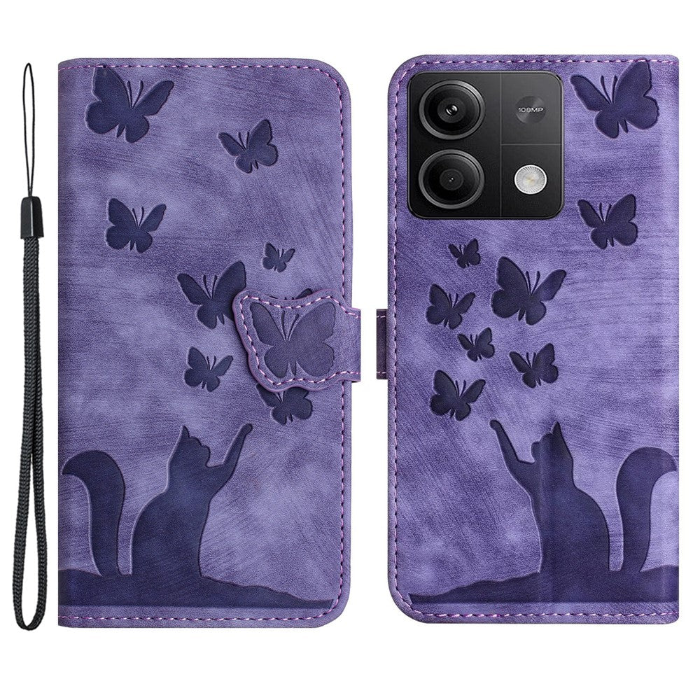 Xiaomi Redmi Note 13 5G Plånboksfodral Fjärilskatt Avtryck Lädermobilfodral
