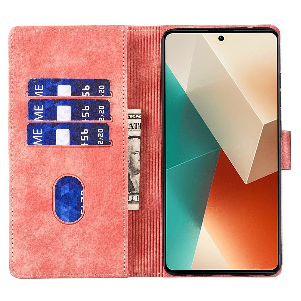 For Xiaomi Redmi Note 13 5G Case Love Heart Cat Imprinted Leather Phone Cover with Card Slots Stand