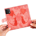 For Xiaomi Redmi Note 13 5G Case Love Heart Cat Imprinted Leather Phone Cover with Card Slots Stand