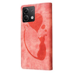 For Xiaomi Redmi Note 13 5G Case Love Heart Cat Imprinted Leather Phone Cover with Card Slots Stand