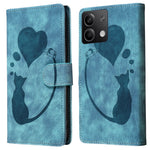 For Xiaomi Redmi Note 13 5G Case Love Heart Cat Imprinted Leather Phone Cover with Card Slots Stand