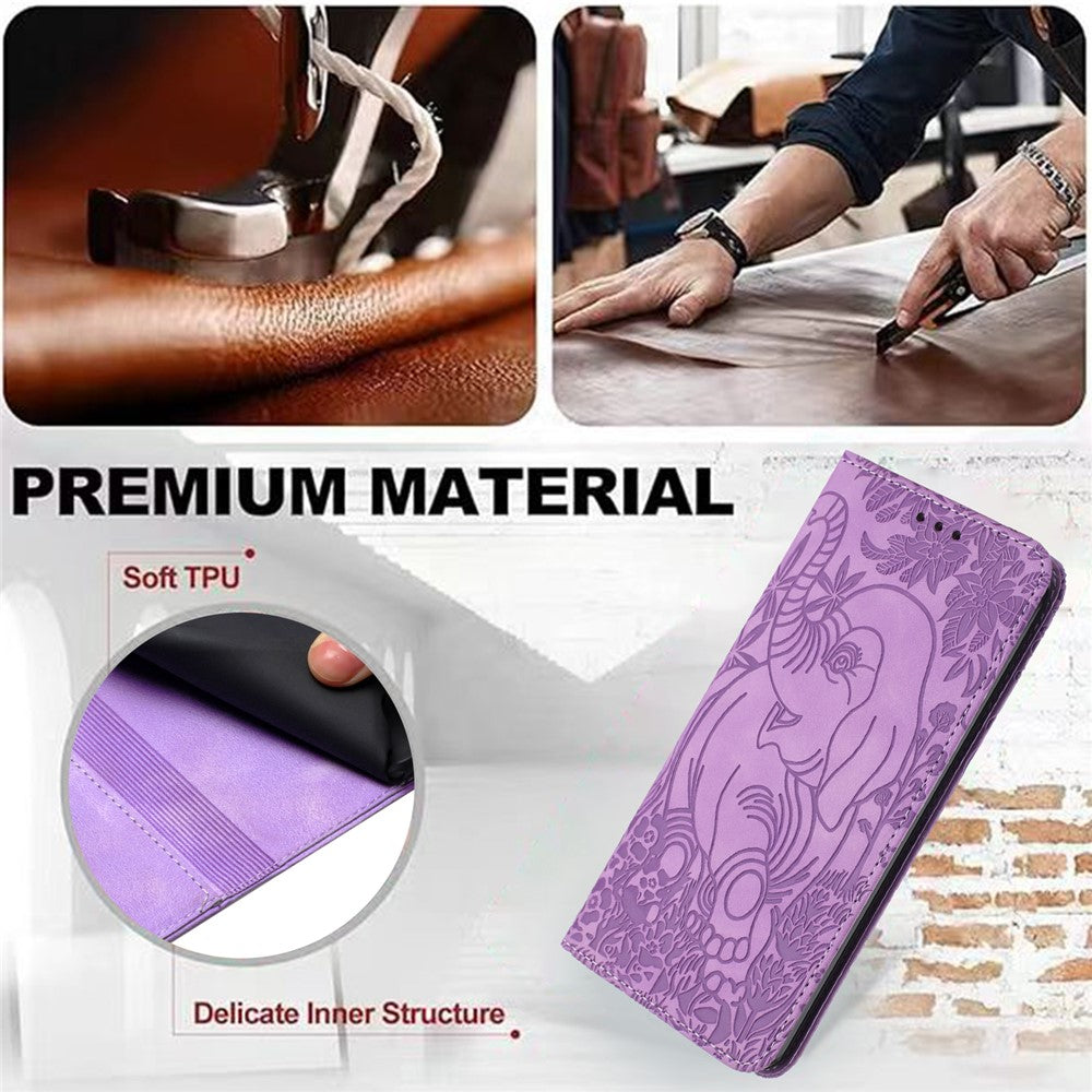 For Xiaomi Redmi Note 13 5G Leather Case Elephant Pattern Wallet Phone Cover