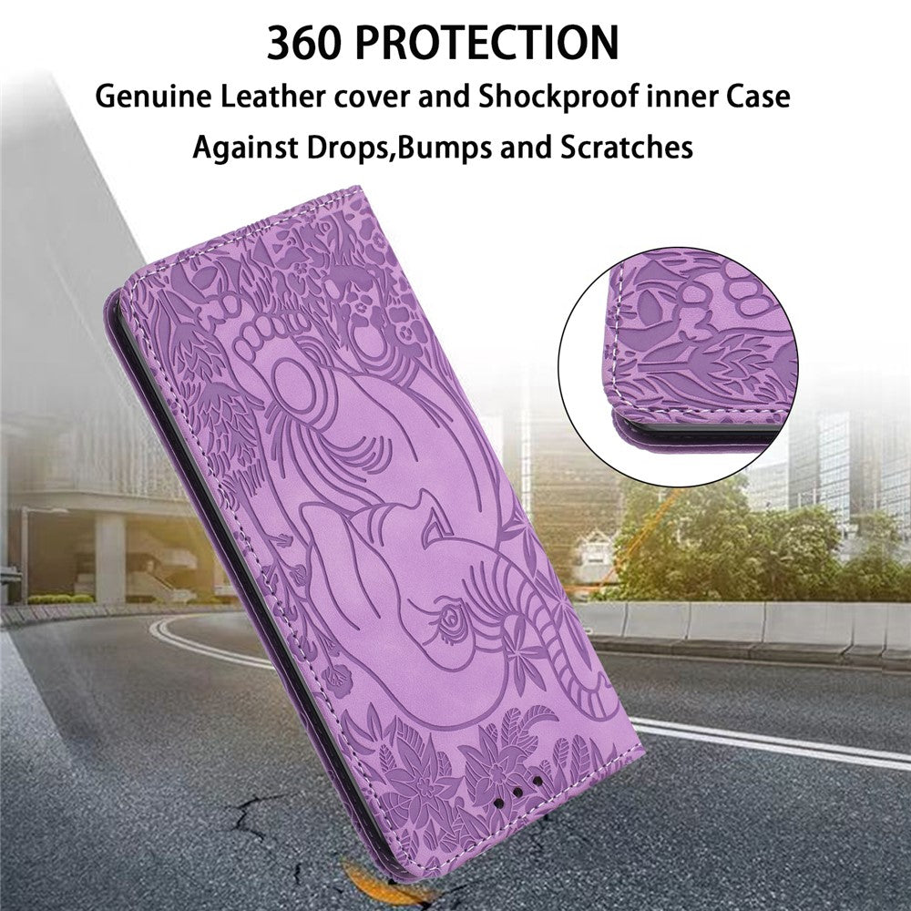 For Xiaomi Redmi Note 13 5G Leather Case Elephant Pattern Wallet Phone Cover