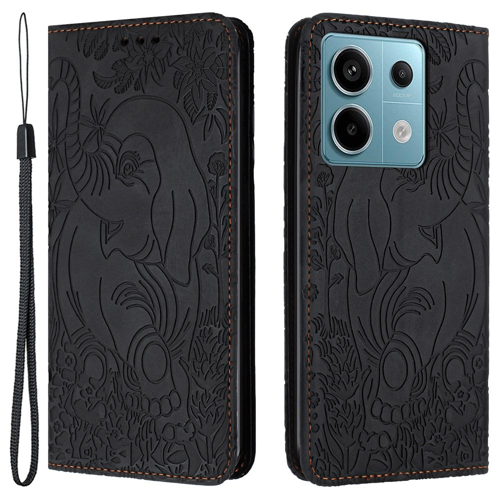For Xiaomi Redmi Note 13 5G Leather Case Elephant Pattern Wallet Phone Cover
