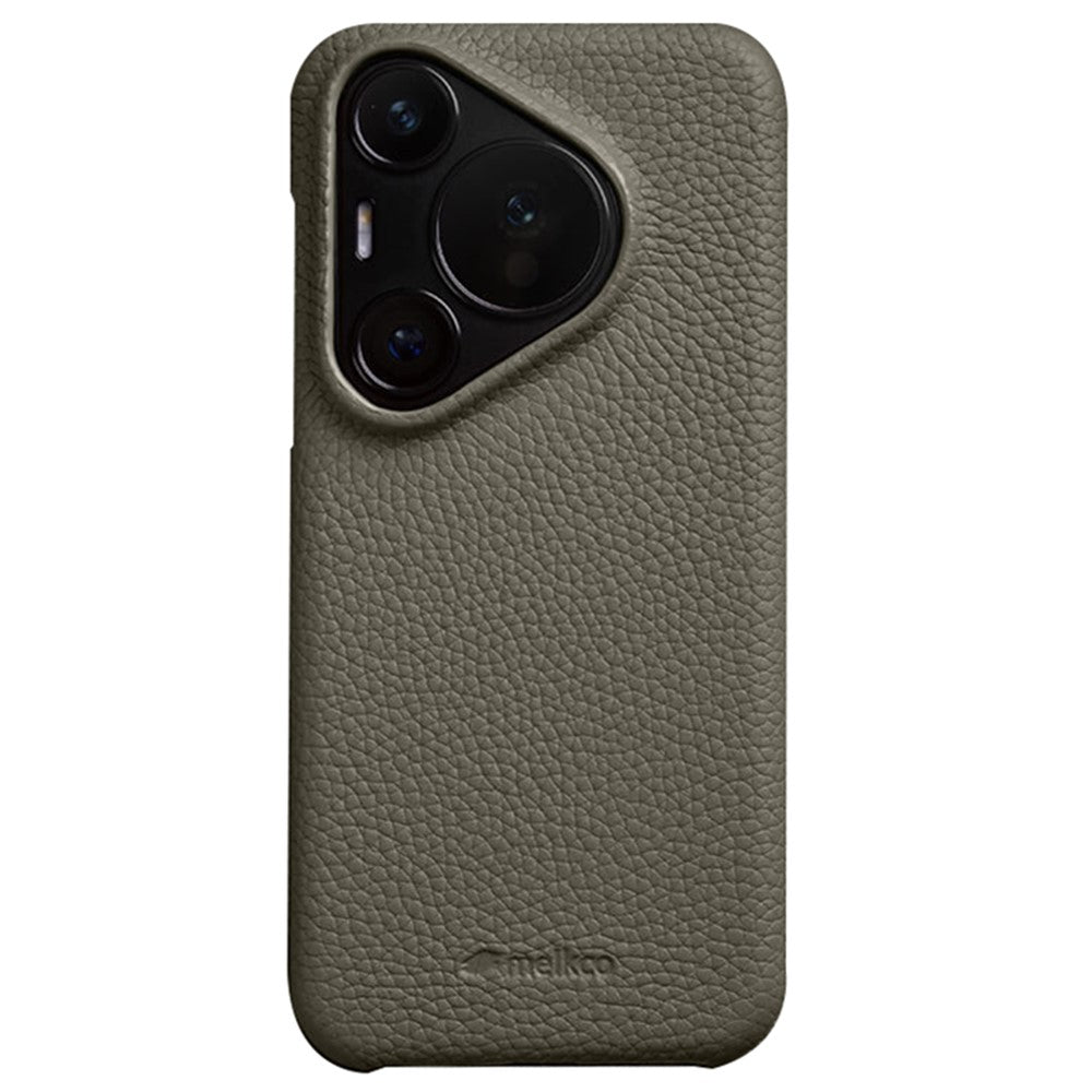 MELKCO For Huawei Pura 70 Case Genuine Cow Leather + PC Phone Cover Not Full Coverage Frame
