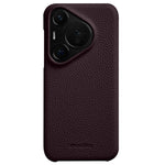 MELKCO For Huawei Pura 70 Case Genuine Cow Leather + PC Phone Cover Not Full Coverage Frame