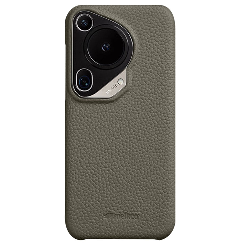 MELKCO For Huawei Pura 70 Ultra Case Incomplete Edge Genuine Cow Leather Coated PC Phone Cover