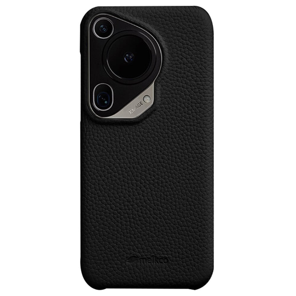 MELKCO For Huawei Pura 70 Ultra Case Incomplete Edge Genuine Cow Leather Coated PC Phone Cover