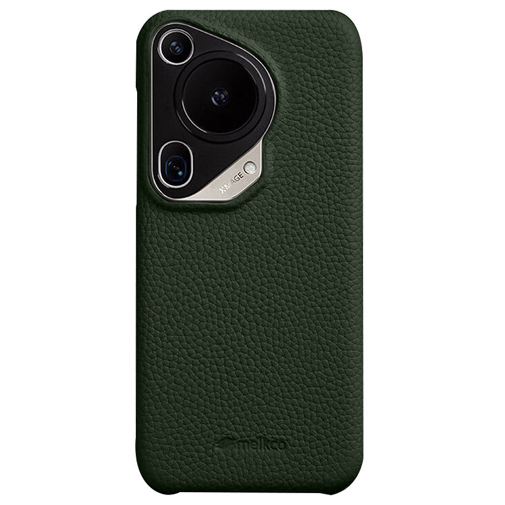 MELKCO For Huawei Pura 70 Ultra Case Incomplete Edge Genuine Cow Leather Coated PC Phone Cover