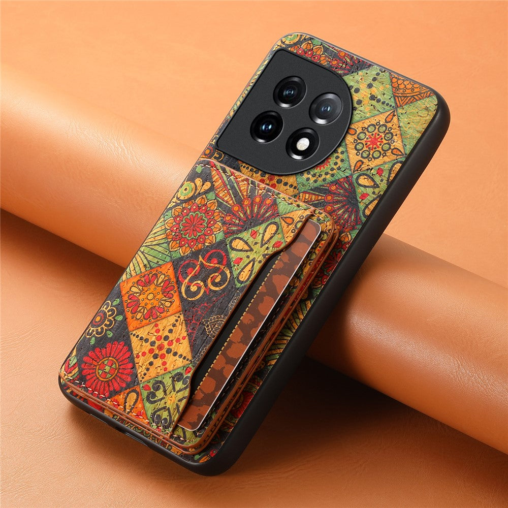For OnePlus 11 5G Shockproof Case Kickstand Card Slot PU+TPU+PC Phone Shell