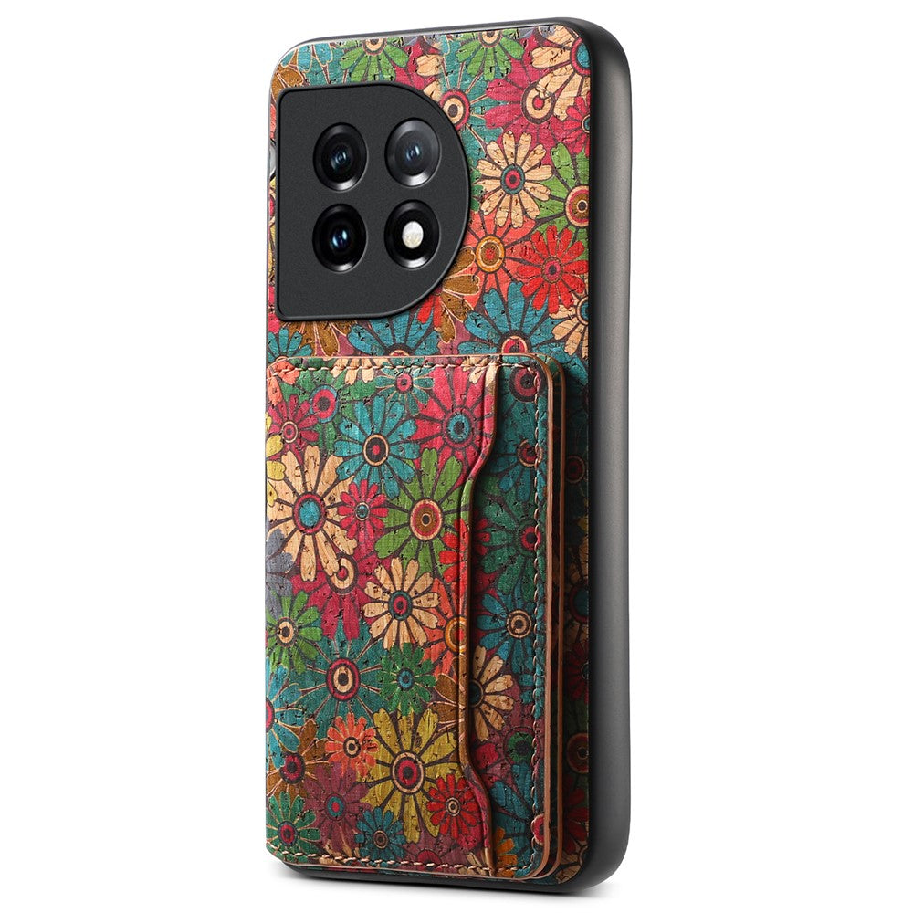 For OnePlus 11 5G Shockproof Case Kickstand Card Slot PU+TPU+PC Phone Shell