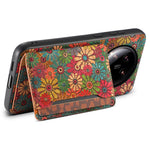 For Xiaomi 14 Ultra Kickstand Case Card Slot PU Covered Hybrid Phone Protector Floral Pattern