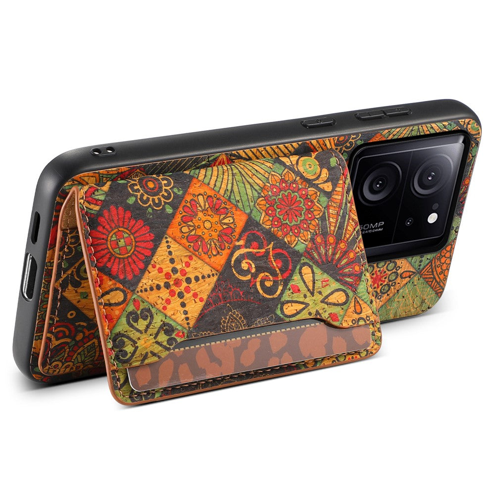 Xiaomi 13T / 13T Pro / Redmi K60 Ultra skal blommönster korthållare stativ PU+TPU+PC mobilskal