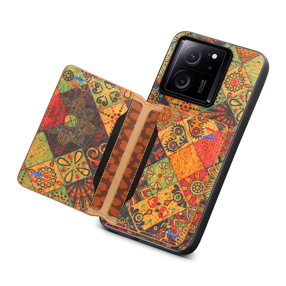Xiaomi 13T / 13T Pro / Redmi K60 Ultra skal blommönster korthållare stativ PU+TPU+PC mobilskal
