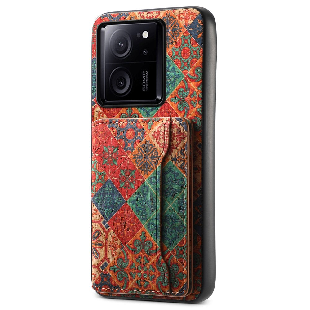 Xiaomi 13T / 13T Pro / Redmi K60 Ultra skal blommönster korthållare stativ PU+TPU+PC mobilskal