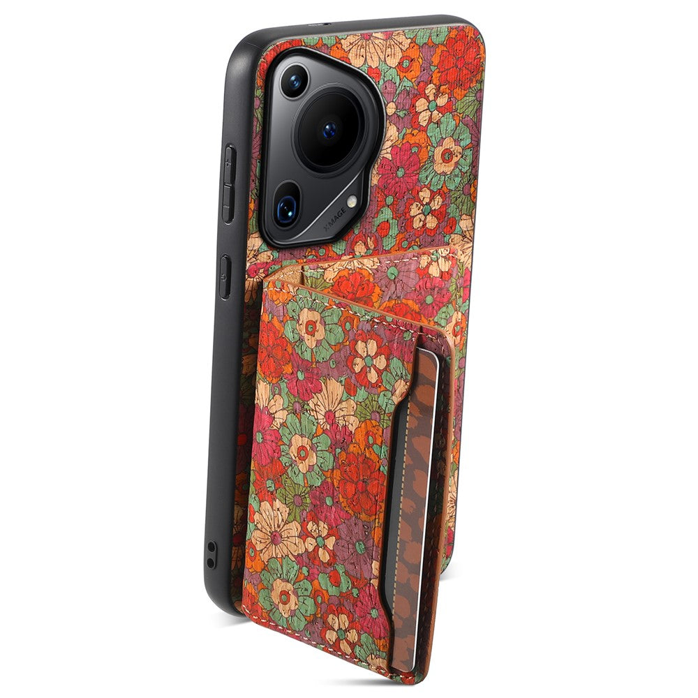 For Huawei Pura 70 Ultra Case with Card Holder Leather Blooming Flower Phone Cover