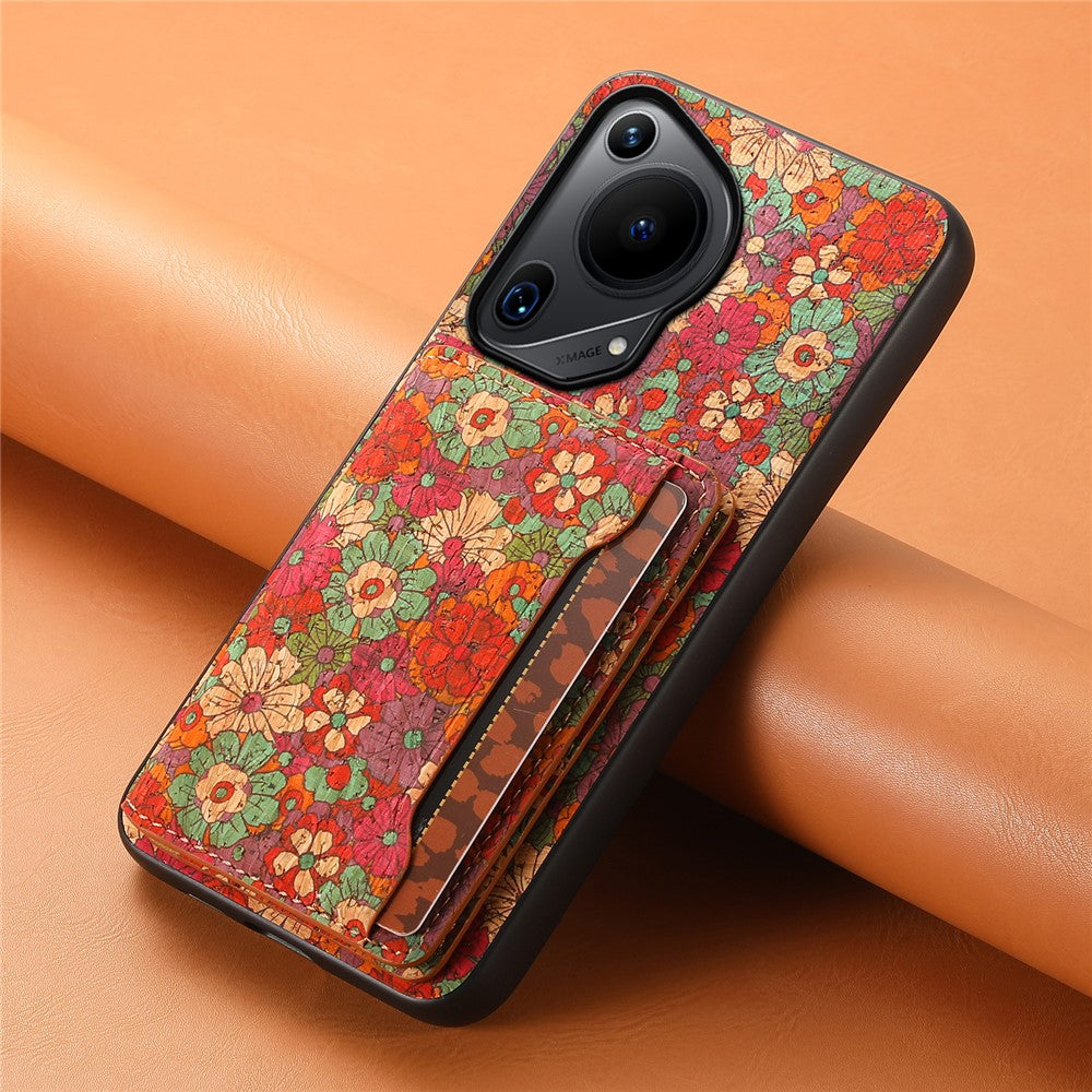 For Huawei Pura 70 Ultra Case with Card Holder Leather Blooming Flower Phone Cover