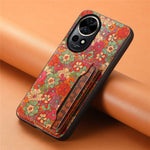 For Huawei nova 12 Pro 5G / nova 12 Ultra 5G Case Leather Back Cover Flower Design Card Slots Kickstand
