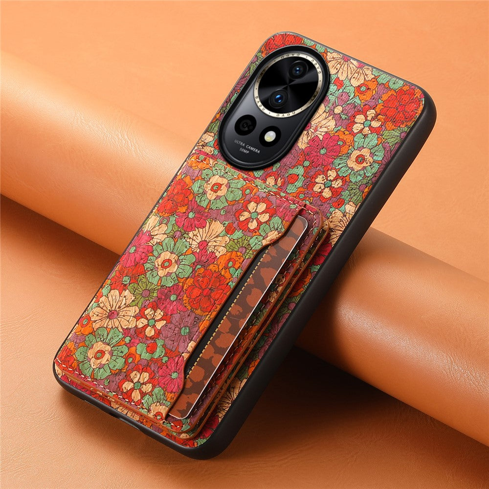 For Huawei nova 12 Pro 5G / nova 12 Ultra 5G Case Leather Back Cover Flower Design Card Slots Kickstand