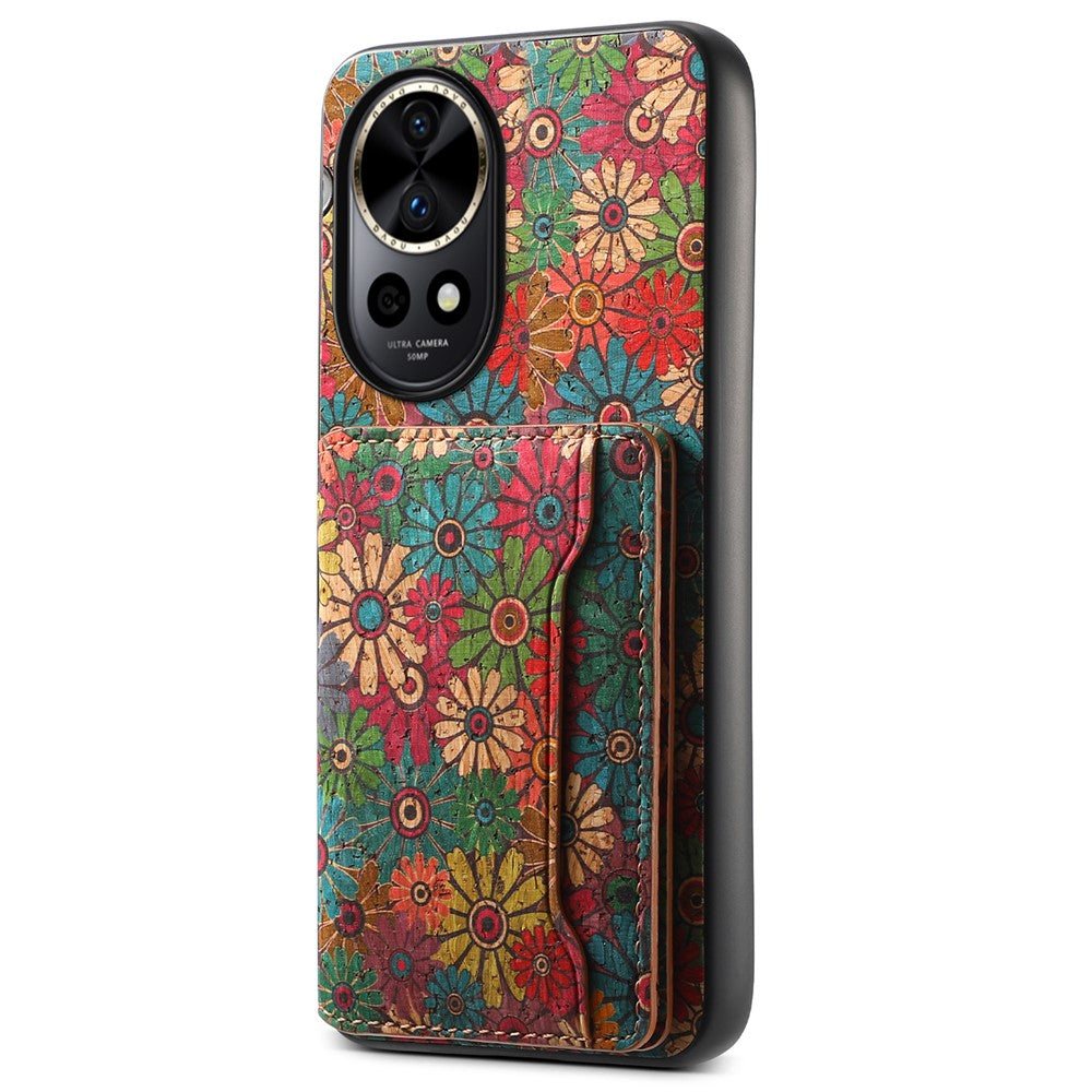 For Huawei nova 12 Pro 5G / nova 12 Ultra 5G Case Leather Back Cover Flower Design Card Slots Kickstand