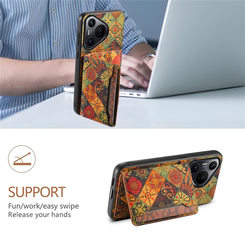 For Huawei Pura 70 Case Blooming Flower Pattern PU Leather Phone Cover