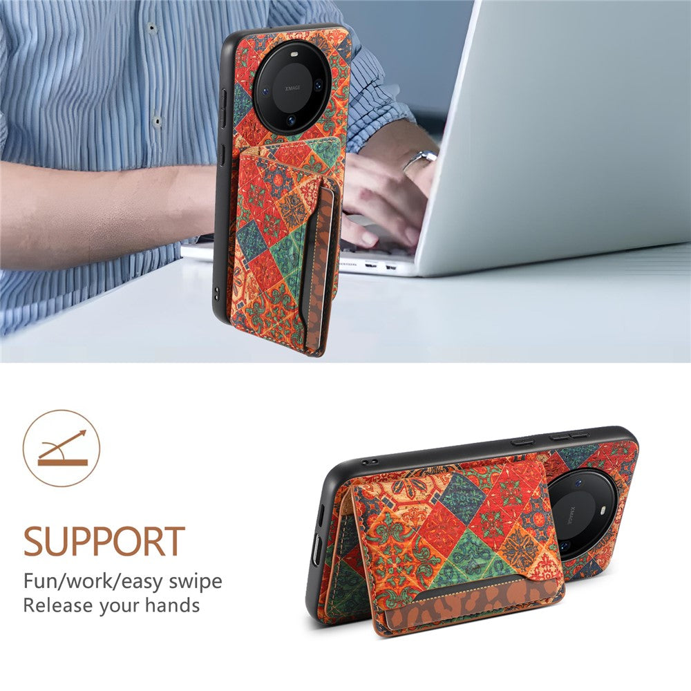 For Huawei Mate 60 Case Floral Leather Kickstand Phone Cover with Card Holder