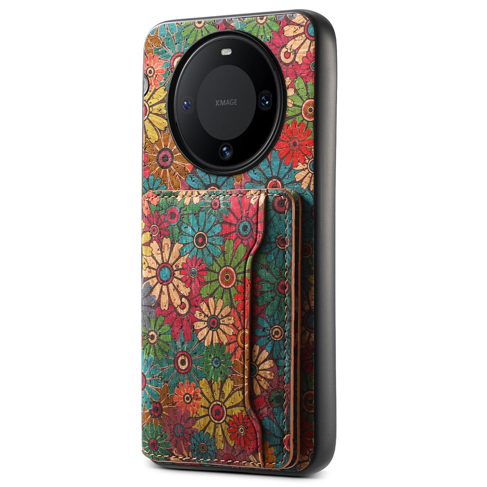 For Huawei Mate 60 Case Floral Leather Kickstand Phone Cover with Card Holder