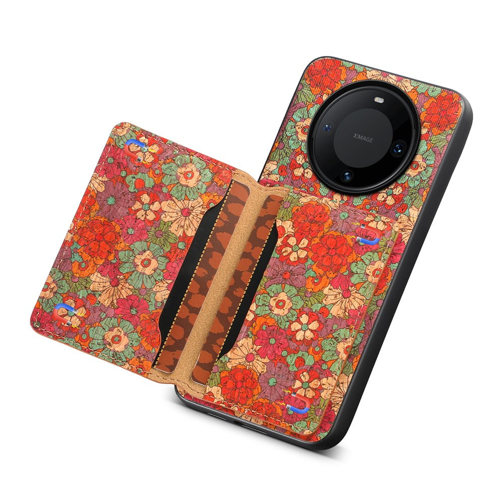 For Huawei Mate 60 Pro Case Leather Coated TPU+PC Seasons Flower Phone Cover