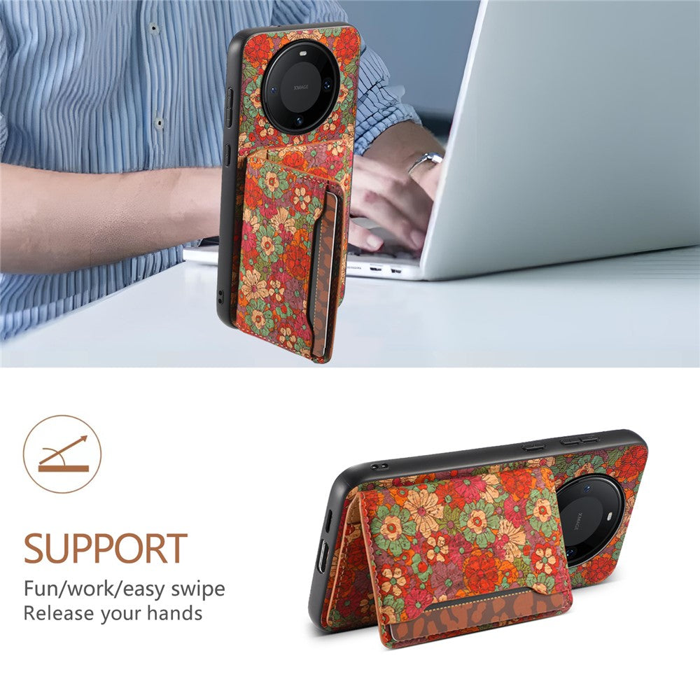 For Huawei Mate 60 Pro Case Leather Coated TPU+PC Seasons Flower Phone Cover