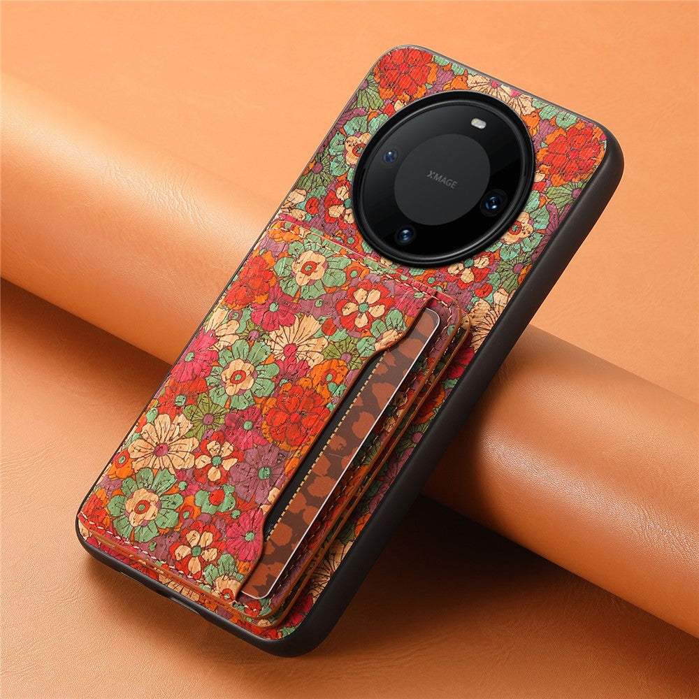 For Huawei Mate 60 Pro Case Leather Coated TPU+PC Seasons Flower Phone Cover