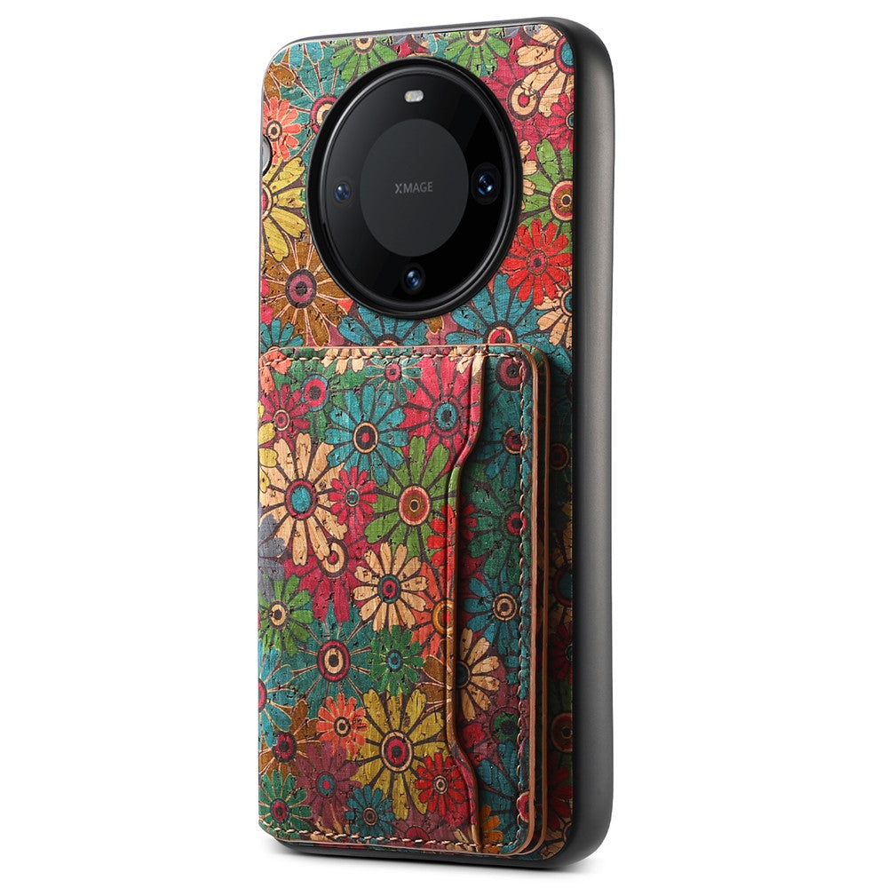 For Huawei Mate 60 Pro Case Leather Coated TPU+PC Seasons Flower Phone Cover