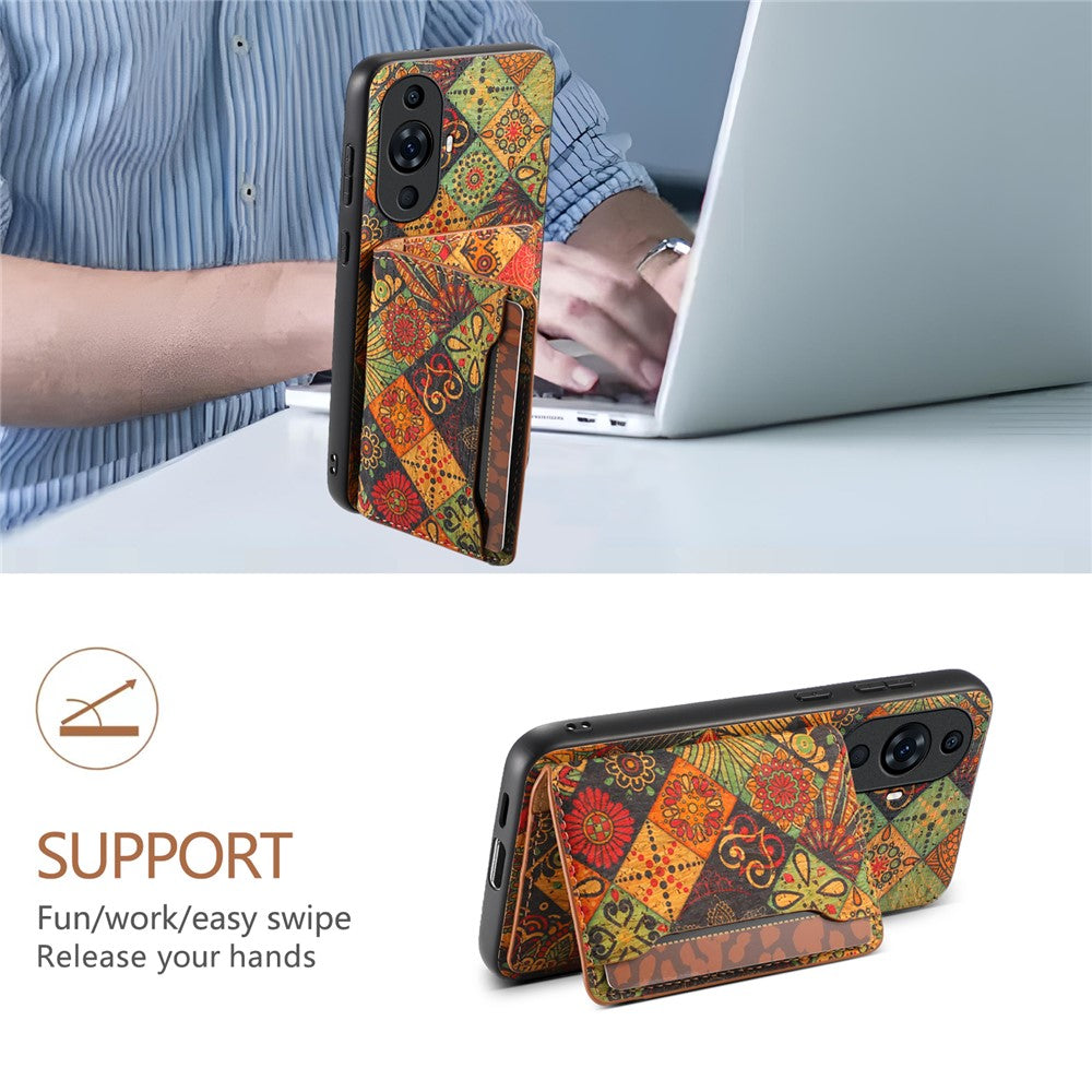 Huawei Nova 11 Pro / 11 Ultra Skal Blommönster Korthållare Stöd Anti-fall mobilskal