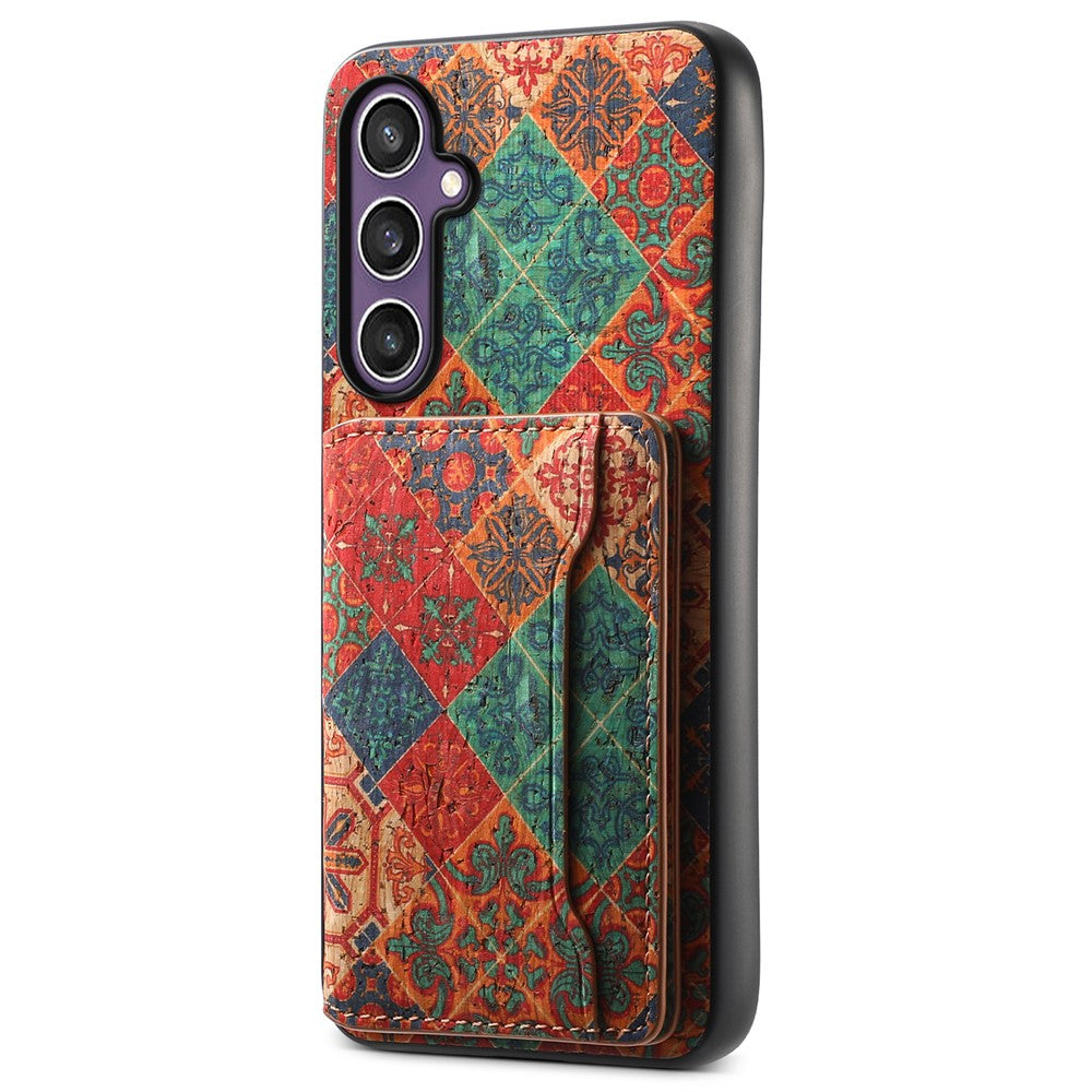 For Samsung Galaxy S23 FE Case with Card Holder Leather Flowers Pattern Phone Back Cover