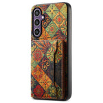 For Samsung Galaxy S23 FE Case with Card Holder Leather Flowers Pattern Phone Back Cover