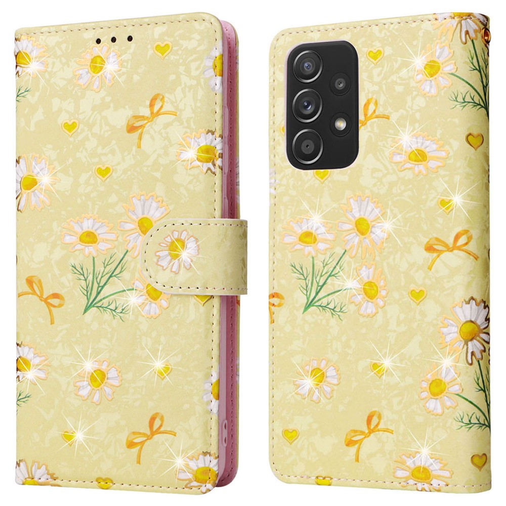 Til Samsung Galaxy A52 4G / 5G / A52s 5G etui Blomster PU læder telefoncover med RFID-blokering