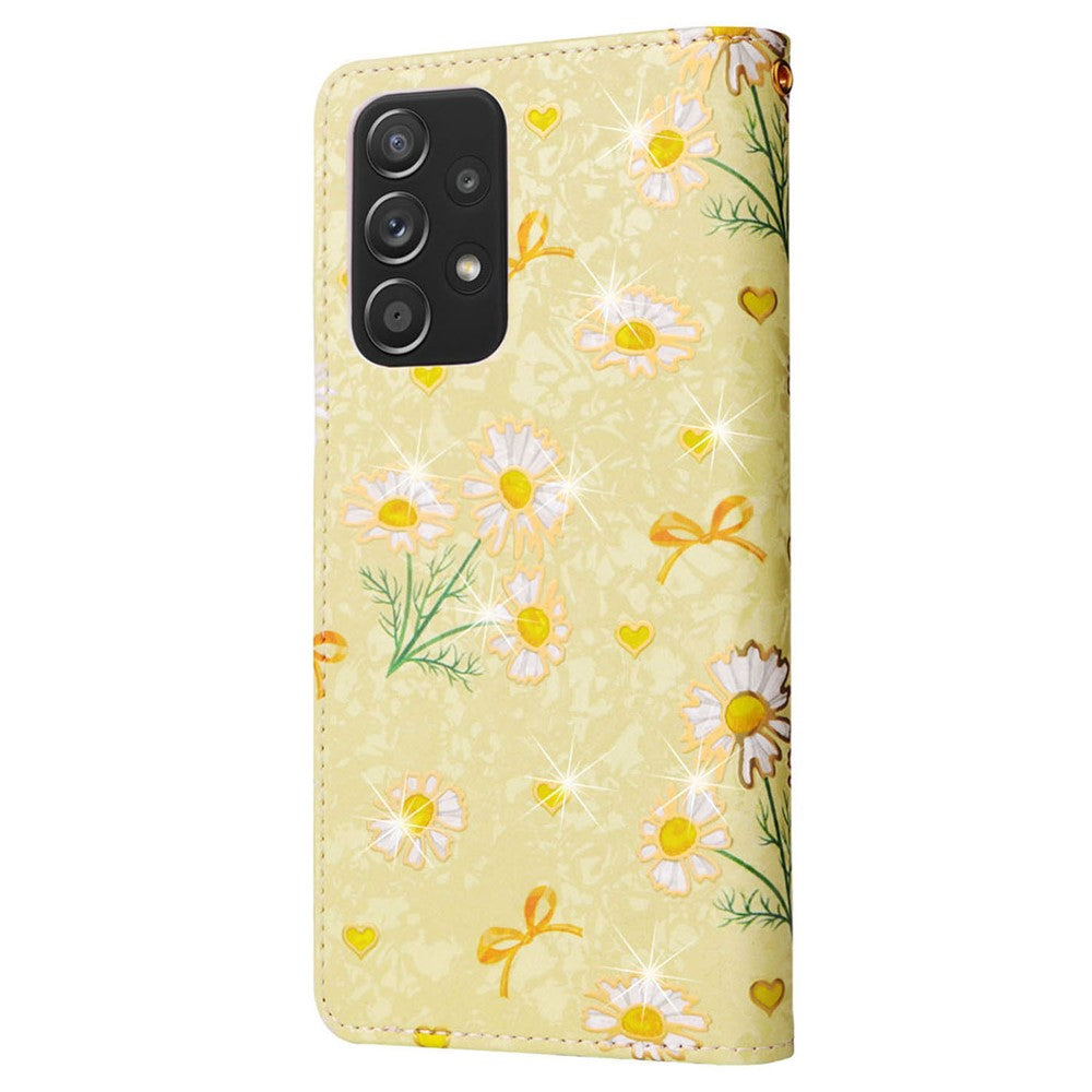Til Samsung Galaxy A52 4G / 5G / A52s 5G etui Blomster PU læder telefoncover med RFID-blokering