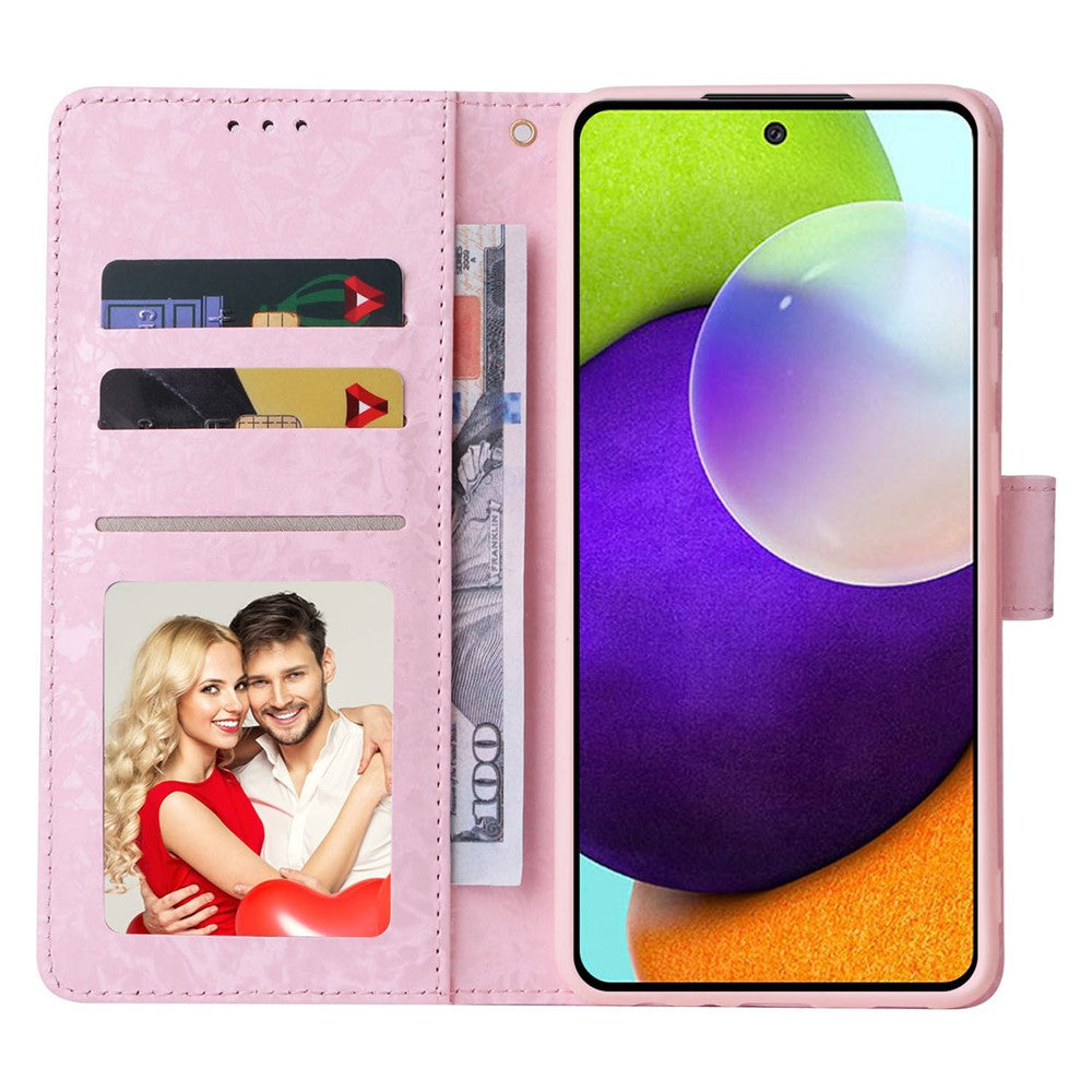 Til Samsung Galaxy A52 4G / 5G / A52s 5G etui Blomster PU læder telefoncover med RFID-blokering