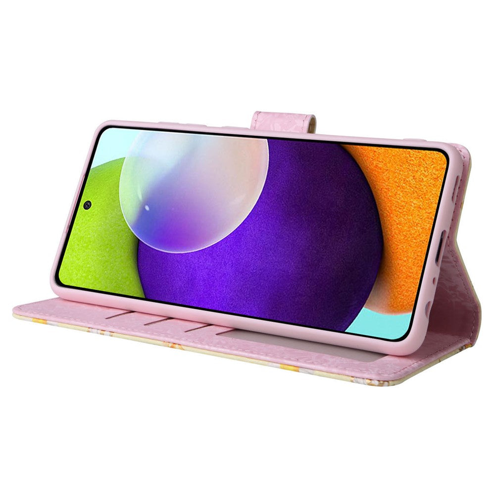 Til Samsung Galaxy A52 4G / 5G / A52s 5G etui Blomster PU læder telefoncover med RFID-blokering