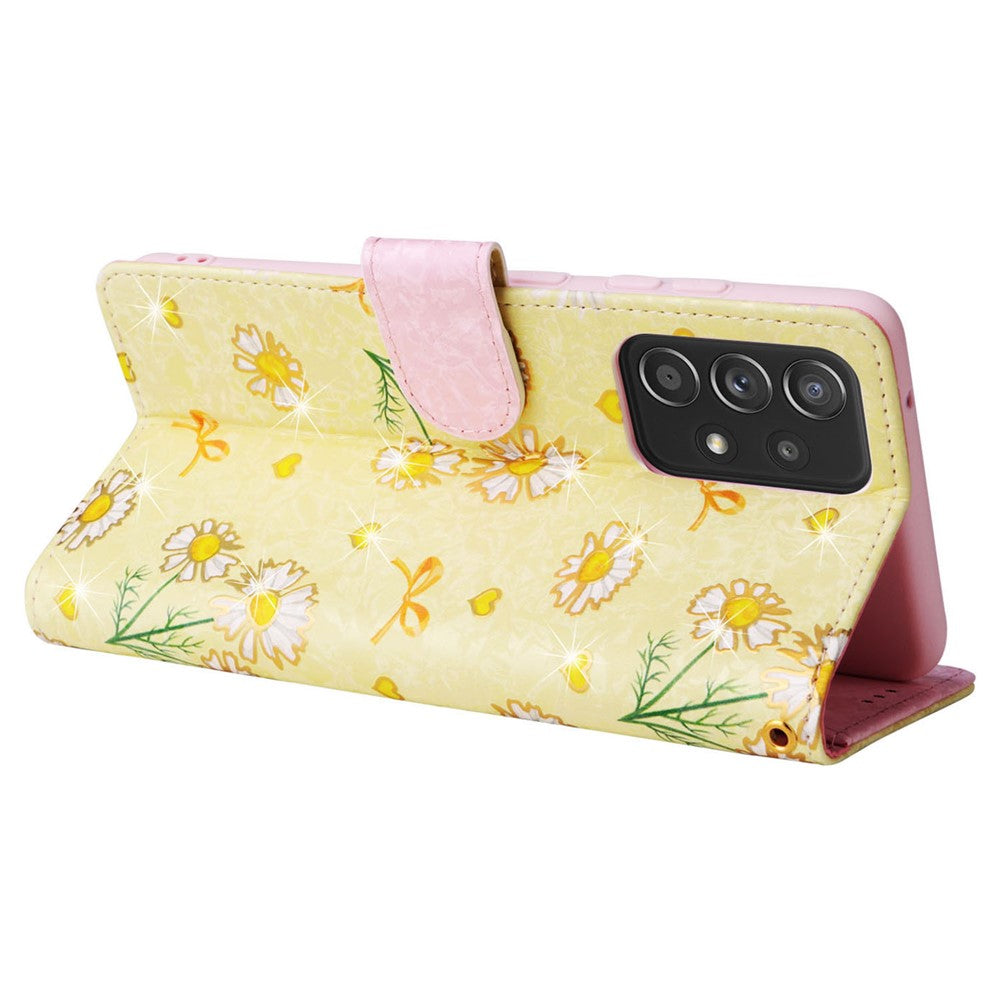 Til Samsung Galaxy A52 4G / 5G / A52s 5G etui Blomster PU læder telefoncover med RFID-blokering