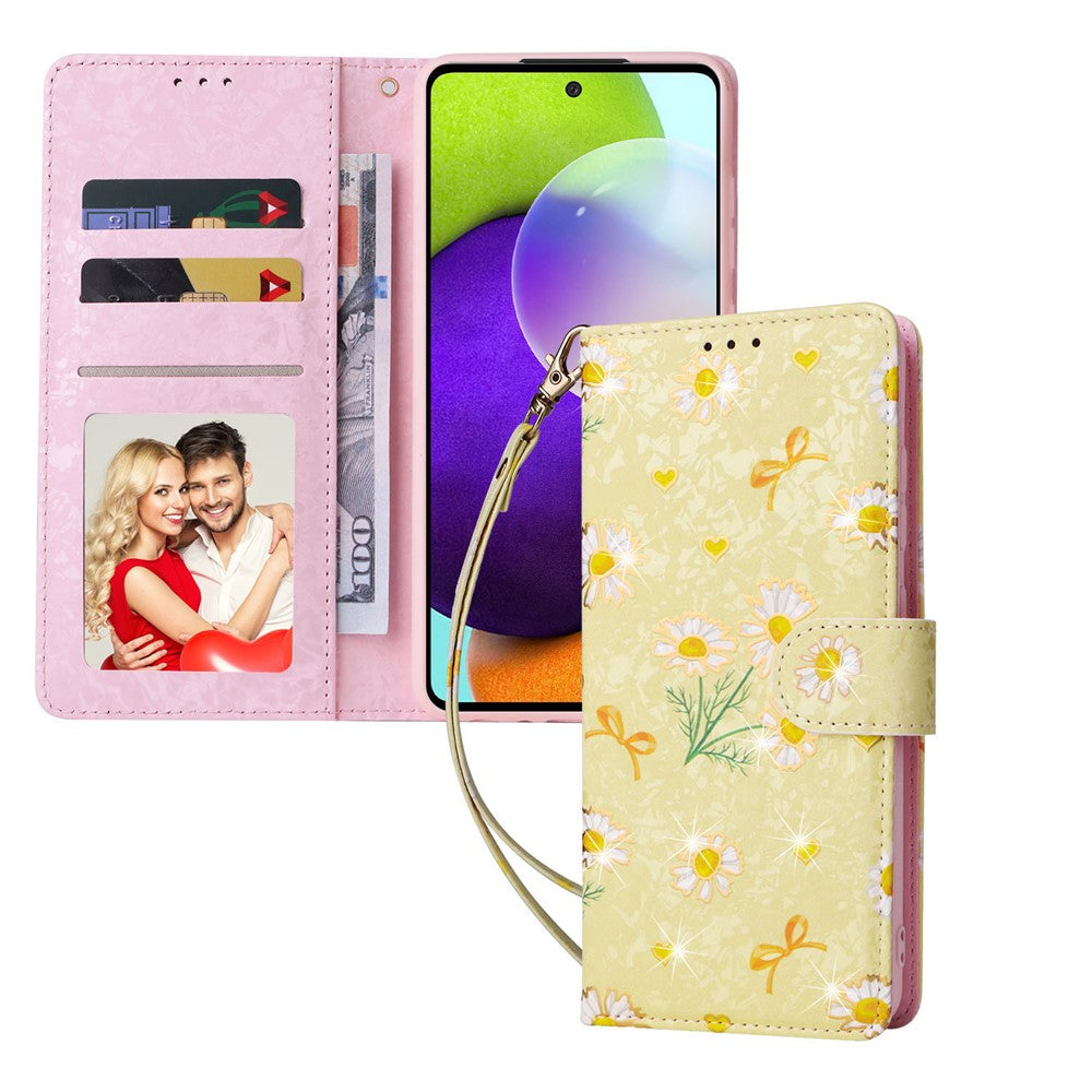 Til Samsung Galaxy A52 4G / 5G / A52s 5G etui Blomster PU læder telefoncover med RFID-blokering