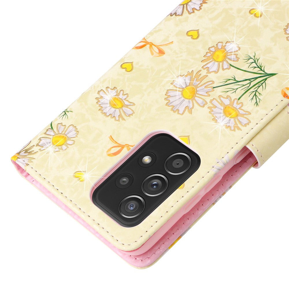 Til Samsung Galaxy A52 4G / 5G / A52s 5G etui Blomster PU læder telefoncover med RFID-blokering